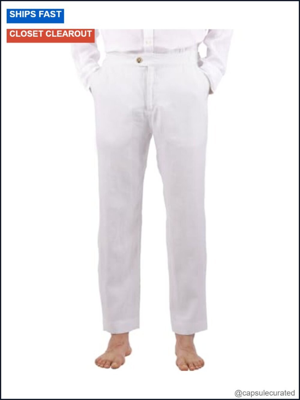 Men's 100% Linen Pants Adjustable Side Tabs Tapered Leg Casual Office Travel